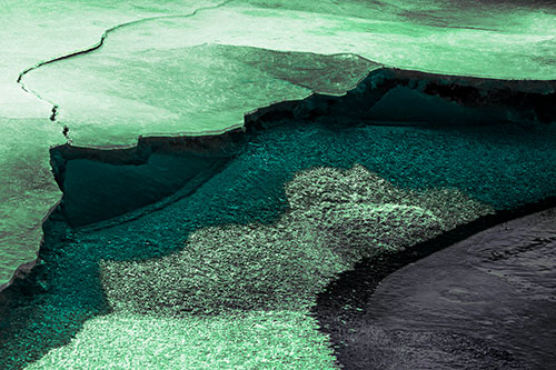 Cracked Ice Frozen Shoreline Melting (Cyan Tint)