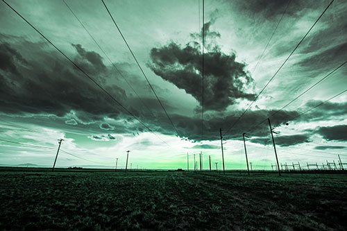 Creature Cloud Formation Above Powerlines (Cyan Tint)