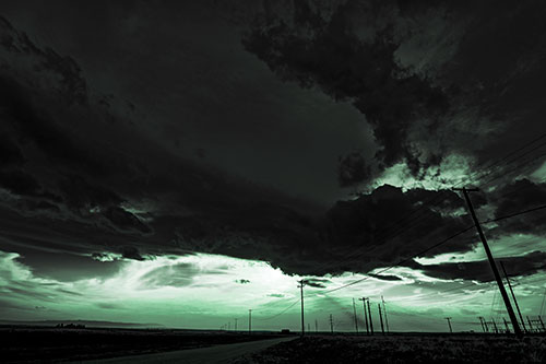 Dark Cloud Powerline Sunset (Cyan Tint Photo)