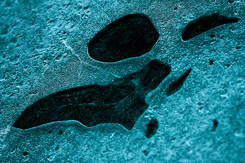 Distorted Skull Face Within Frozen Ice (Cyan Tint Photo)