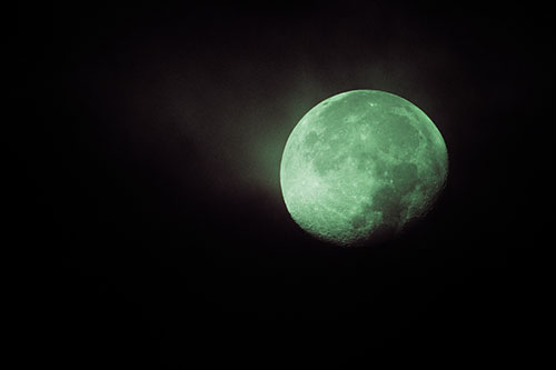 Fireball Moon Setting After Sunrise (Cyan Tint Photo)