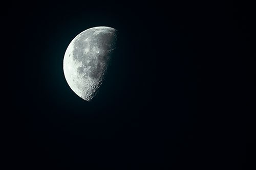 Half Moon Shining Bright (Cyan Tint Photo)