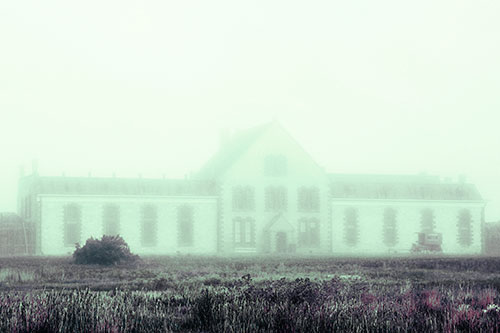 Heavy Fog Consumes State Penitentiary (Cyan Tint Photo)