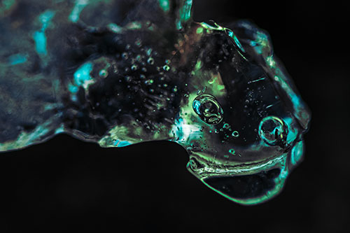 Joyful Frozen Bubble Eyed River Ice Face Creature (Cyan Tint Photo)
