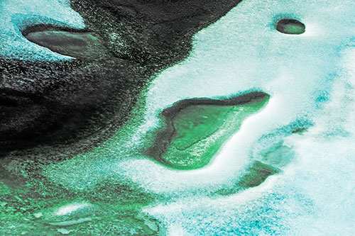 Joyful Ice Face Frozen Atop River (Cyan Tint)