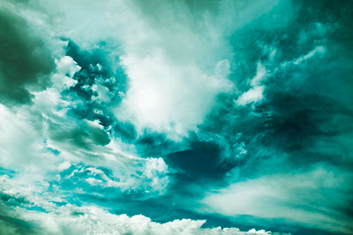 Ocean Sea Swirling Clouds (Cyan Tint Photo)