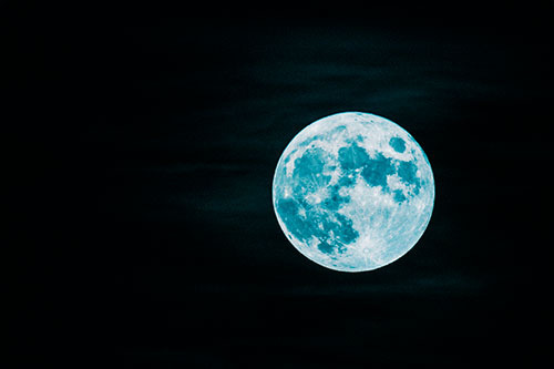 October Full Hunters Moon (Cyan Tint Photo)