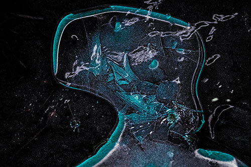 Shattering Ice Head Cracking Smile Along Shore (Cyan Tint)