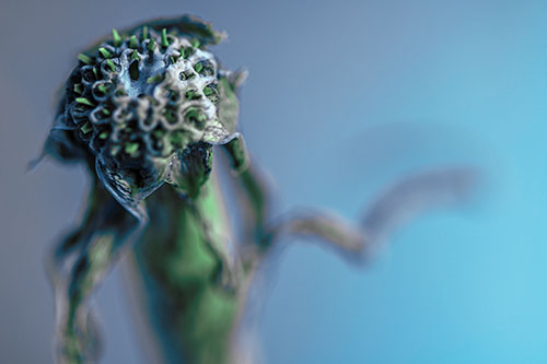 Spiky Headed Gumplant Figure Pointing The Way (Cyan Tint)