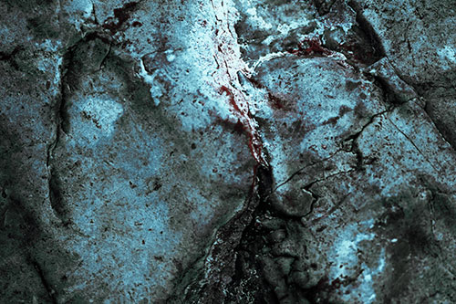 Stained Blood Splatter Rock Surface (Cyan Tint Photo)