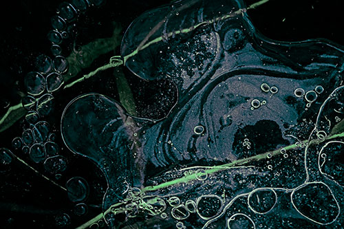 Terrified Screaming Ice Bubble Face Imprisoned Among Sticks (Cyan Tint)