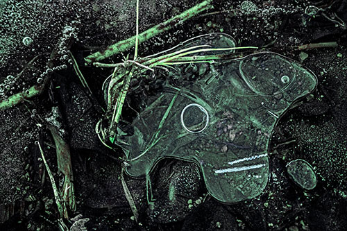 Wide Eyed Bubble Ice Face Looking Downward (Cyan Tint)