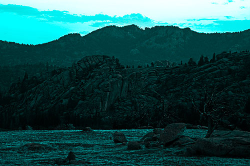 Arching Mountain Double Sunrise (Cyan Tone Photo)