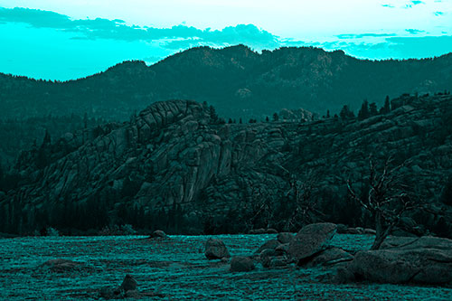 Arching Mountain Double Sunrise (Cyan Tone Photo)