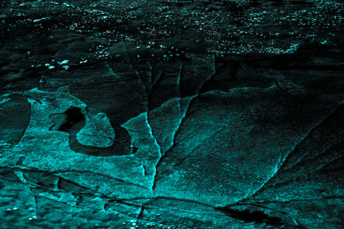 Bubble Cracking River Ice (Cyan Tone Photo)