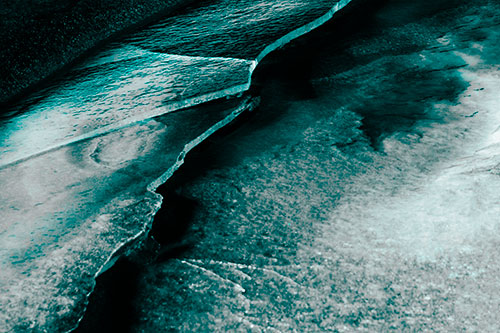 Cracking Blood Frozen Ice River (Cyan Tone Photo)