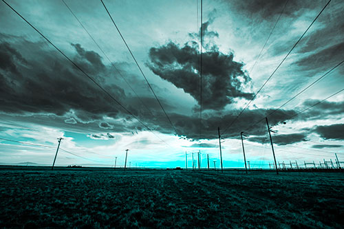 Creature Cloud Formation Above Powerlines (Cyan Tone)