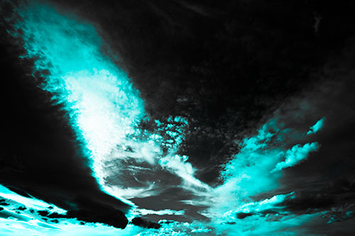 Curving Black Charred Sunset Clouds (Cyan Tone)