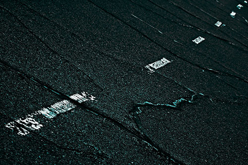Decomposing Pavement Markings Along Sidewalk (Cyan Tone Photo)
