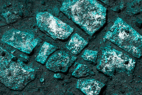 Dirt Covered Stepping Stones (Cyan Tone Photo)