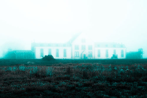 Fog Engulfs Historic State Penitentiary (Cyan Tone Photo)