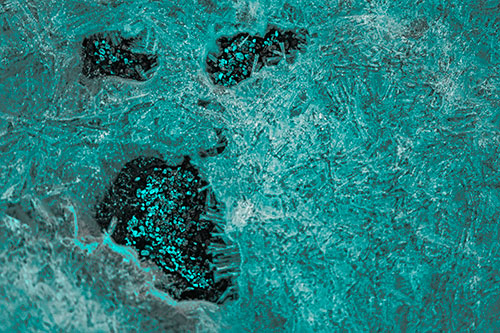 Frozen Ice Screaming Pebble Soil Face (Cyan Tone Photo)