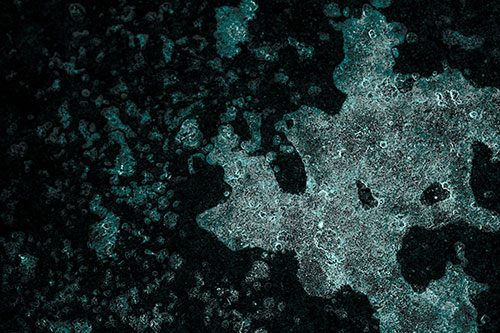 Furious Screaming Ice Face Melting Among Pavement (Cyan Tone)