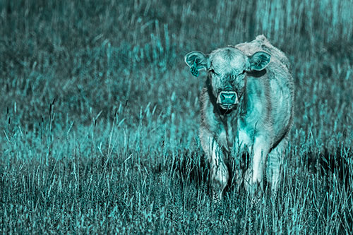 Grass Chewing Cow Spots Intruder (Cyan Tone)
