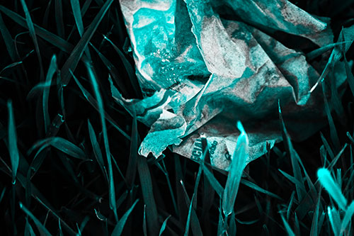 Grease Stained Demon Faced Taco Bell Wrapper (Cyan Tone)