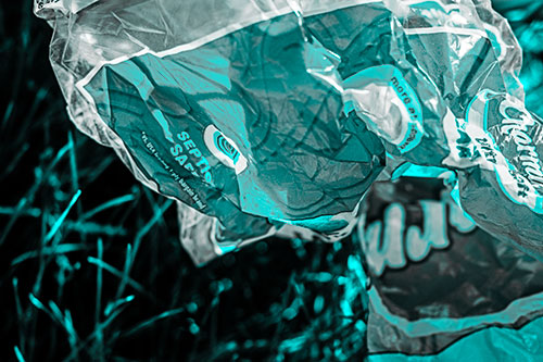 Growling Plastic Charmin Bag Among Grass (Cyan Tone)