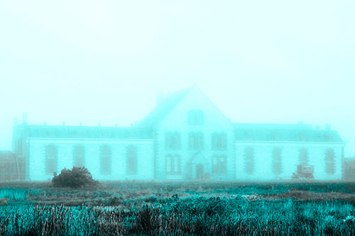 Heavy Fog Consumes State Penitentiary (Cyan Tone Photo)