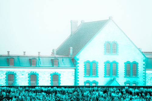 Historic State Penitentiary Oozes Among Fog (Cyan Tone Photo)