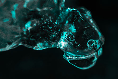 Joyful Frozen Bubble Eyed River Ice Face Creature (Cyan Tone)