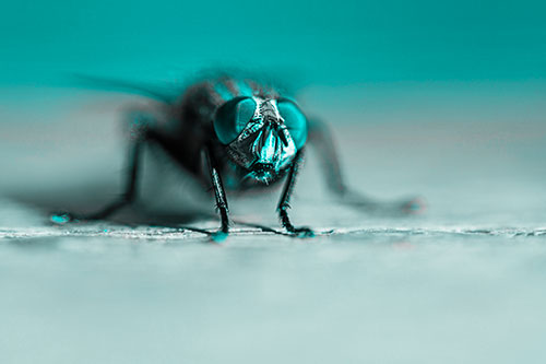 Morbid Open Mouthed Cluster Fly (Cyan Tone Photo)