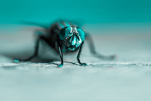 Morbid Open Mouthed Cluster Fly (Cyan Tone)