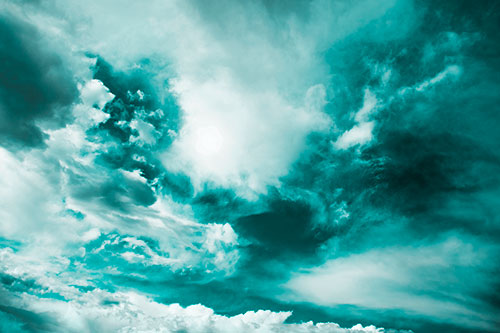Ocean Sea Swirling Clouds (Cyan Tone Photo)