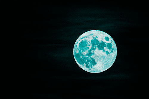 October Full Hunters Moon (Cyan Tone Photo)
