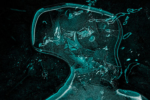 Shattering Ice Head Cracking Smile Along Shore (Cyan Tone)