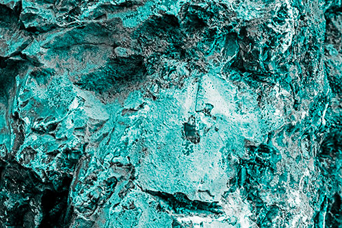 Shut Eyed Rock Face Decomposing (Cyan Tone Photo)