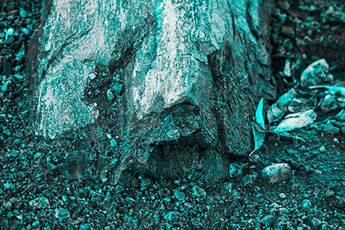 Slime Covered Rock Face Resting Along Shoreline (Cyan Tone Photo)