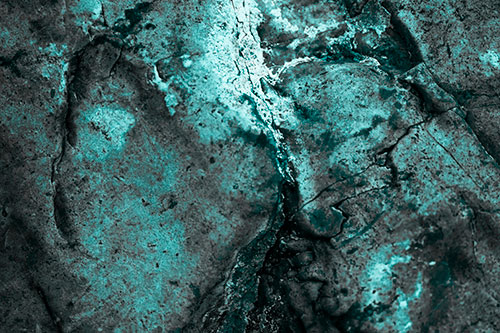 Stained Blood Splatter Rock Surface (Cyan Tone Photo)