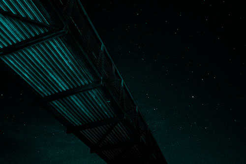 Stars Shining Above Walkway Bridge (Cyan Tone Photo)