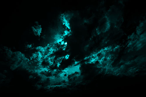 Sun Eyed Open Mouthed Creature Cloud (Cyan Tone Photo)