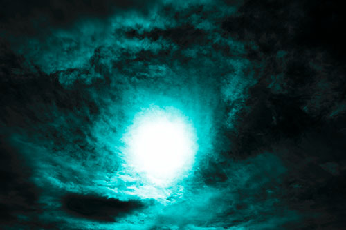 Sun Vortex Consumes Clouds (Cyan Tone Photo)
