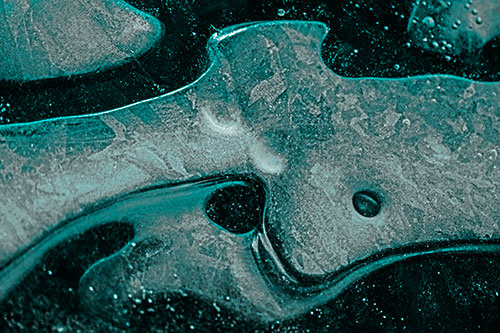 Swirling Frozen Smiling Bubble Eyed River Ice Face (Cyan Tone)