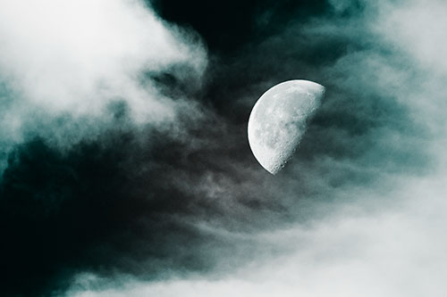 Upside Down Creature Cloud Moon Gazing (Cyan Tone Photo)