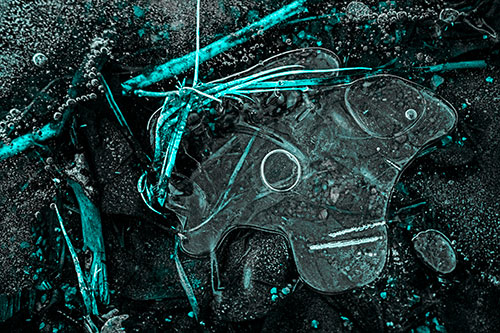 Wide Eyed Bubble Ice Face Looking Downward (Cyan Tone)