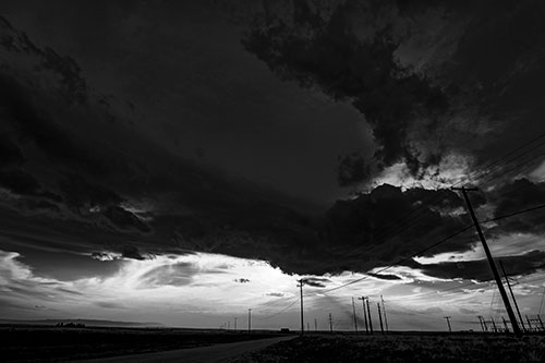 Dark Cloud Powerline Sunset (Gray Photo)