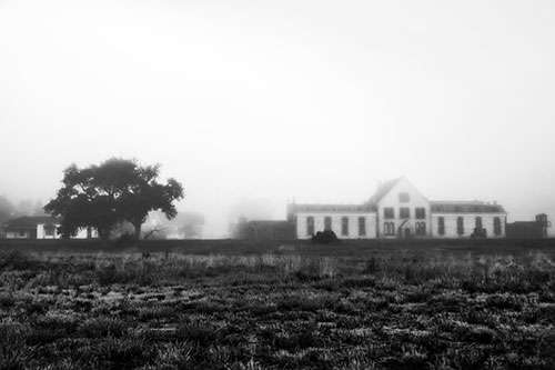 Departing Fog Reveals State Penitentiary (Gray Photo)