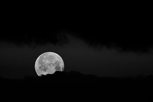 Easter Morning Moon Peeking Through Clouds (Gray Photo)